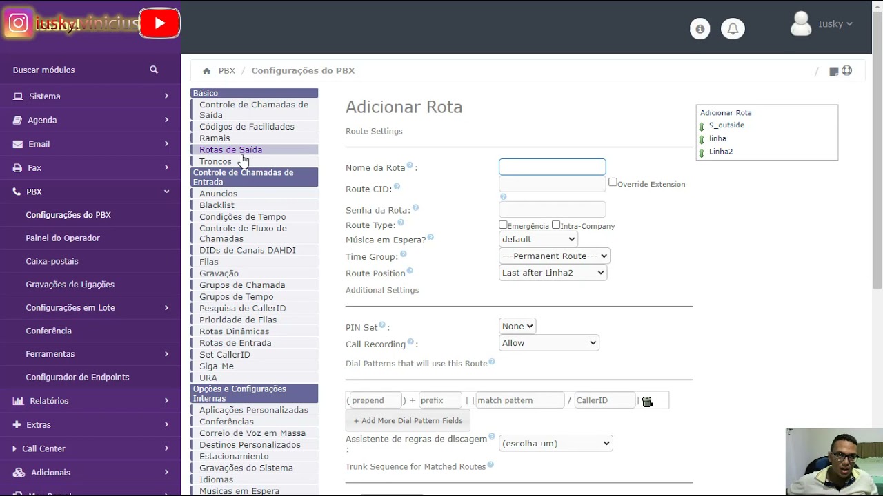 VOIP EP. 79 - CRIAR UMA ROTA DE ENTRADA PARA RECEBER LIGAÇÕES DO EXTERNO VIA TRUNK'S – PARTE 2