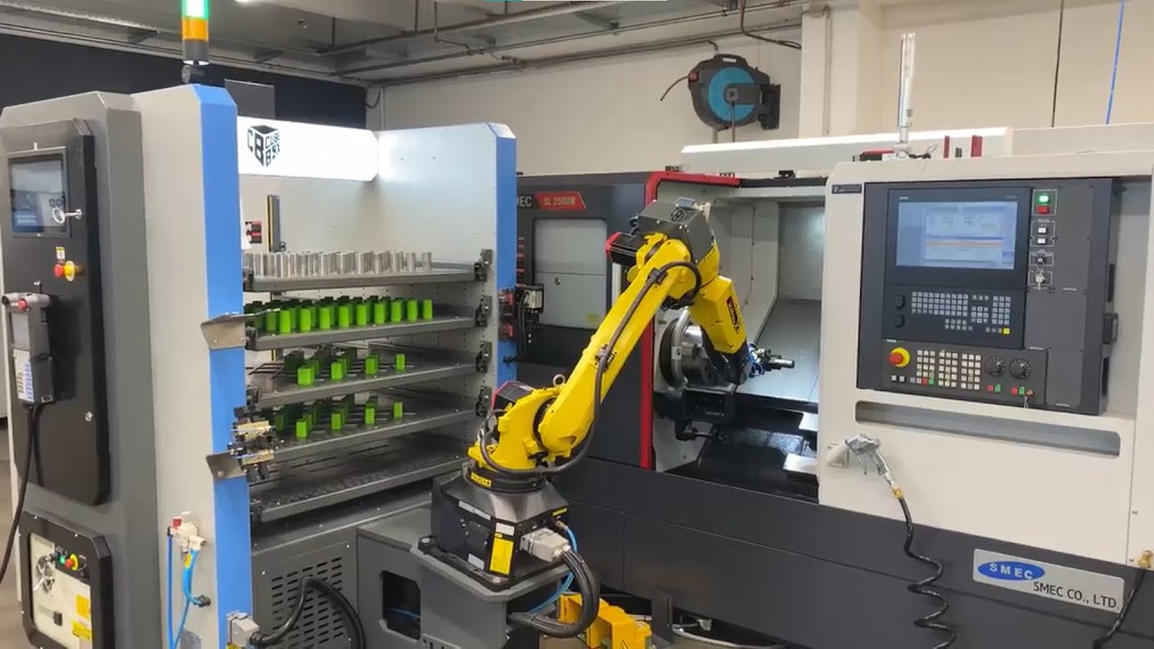 CubeBOX Blues DR-12 with SMEC SL 2500M Machine Tending Application