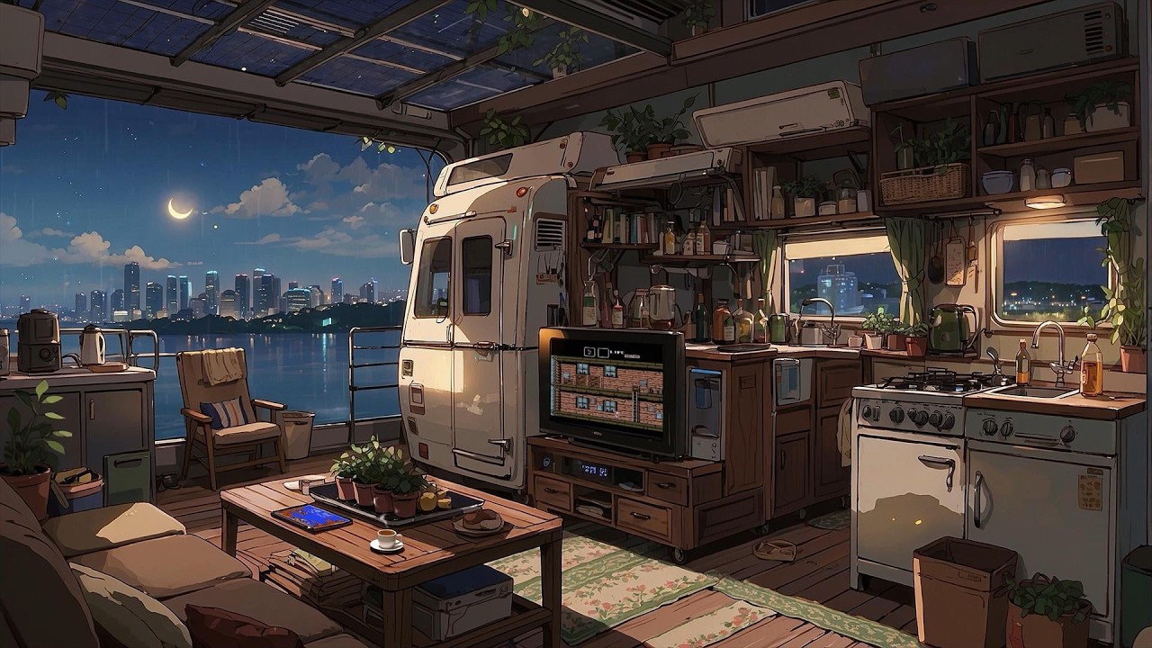 Поздний ночной Lofi плейлист 🌙 Уютная и спокойная атмосфера балкона для концентрации и отдыха 🌃