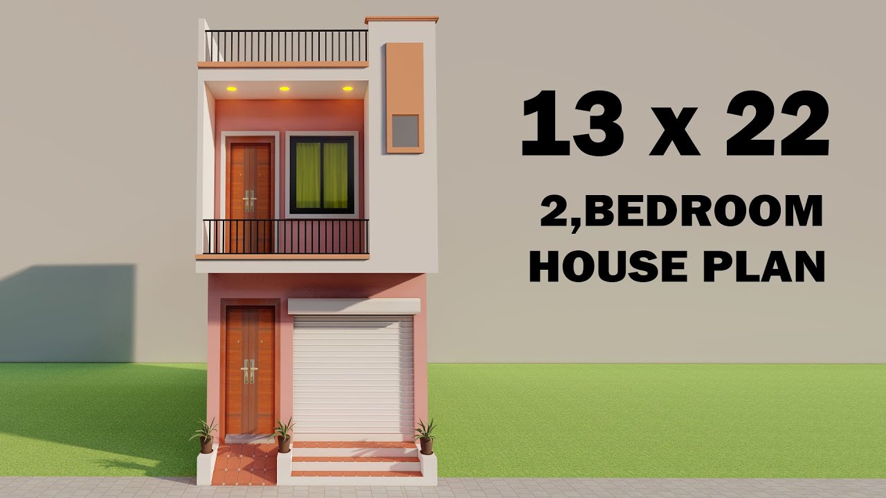 Small 2 Bedroom house design,13 by 22 dukna or makan ka naksha,3D new shop with house plan