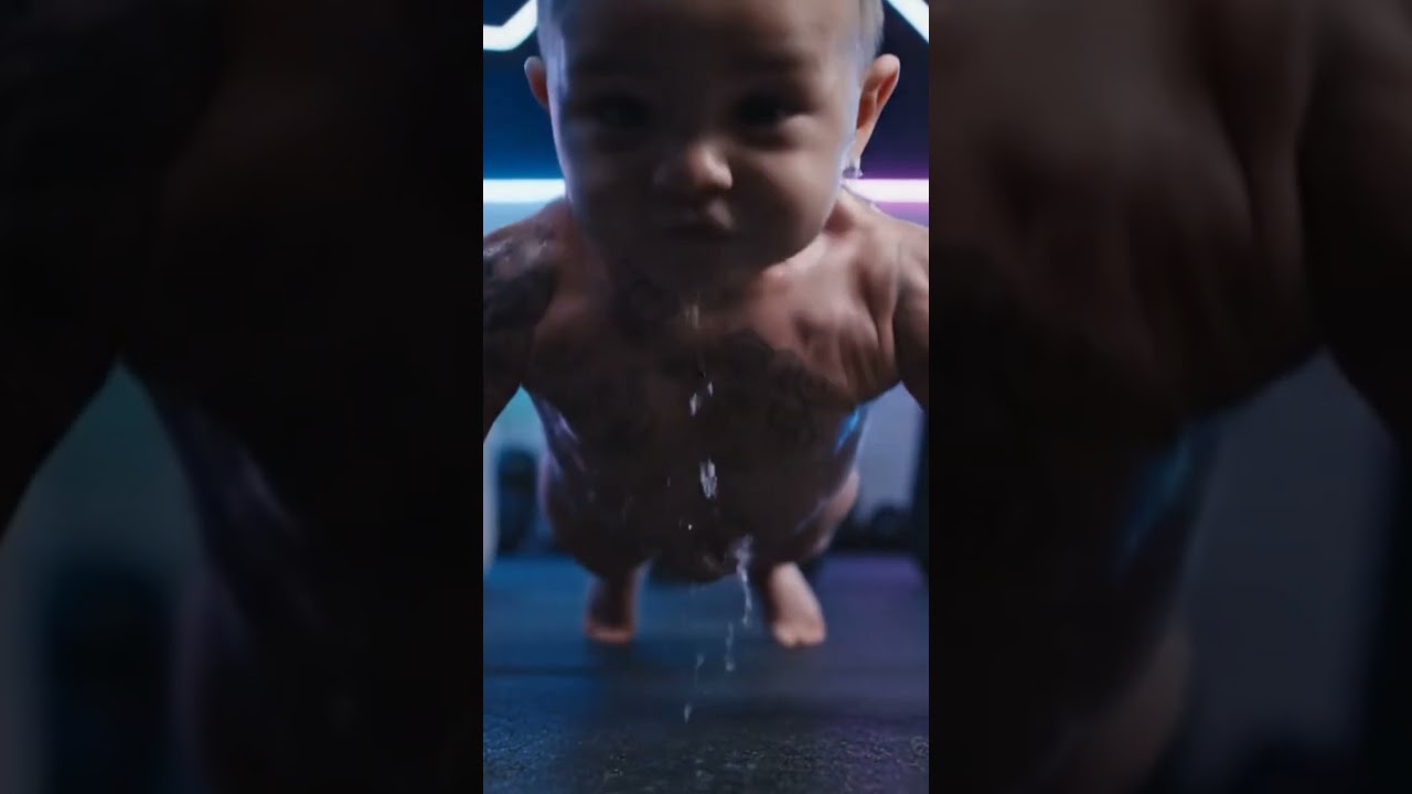 Tattooed Baby DESTROYS Push-Ups &ndash; Gym in Shock! #baby #workout