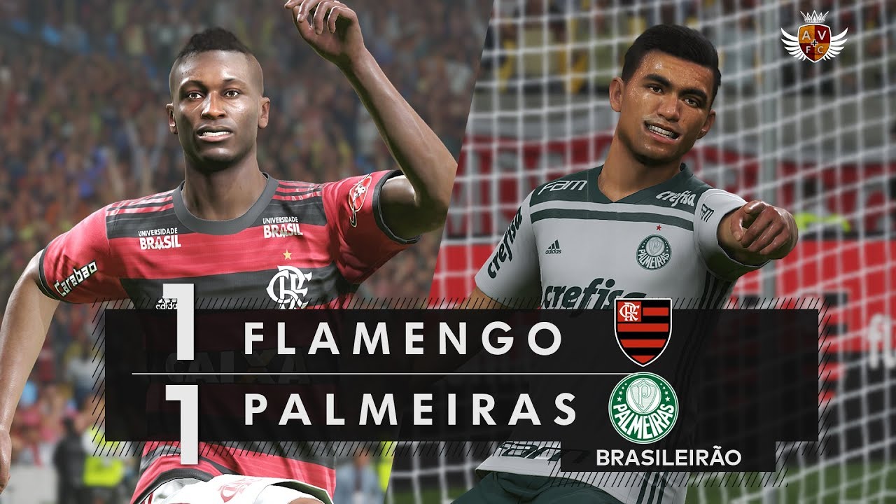 FLAMENGO 1 x 1 PALMEIRAS NO PES 2019 - BRASILEIRÃO | NARRAÇÃO DE LUIZ CARLOS JÚNIOR