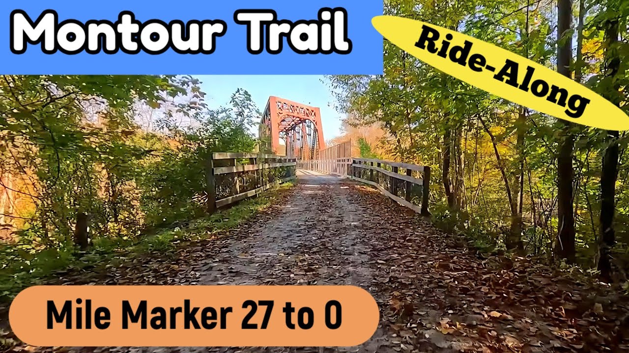 Montour Trail Bike Ride-Along Mile Marker 27 to MM 0 (With Captions)