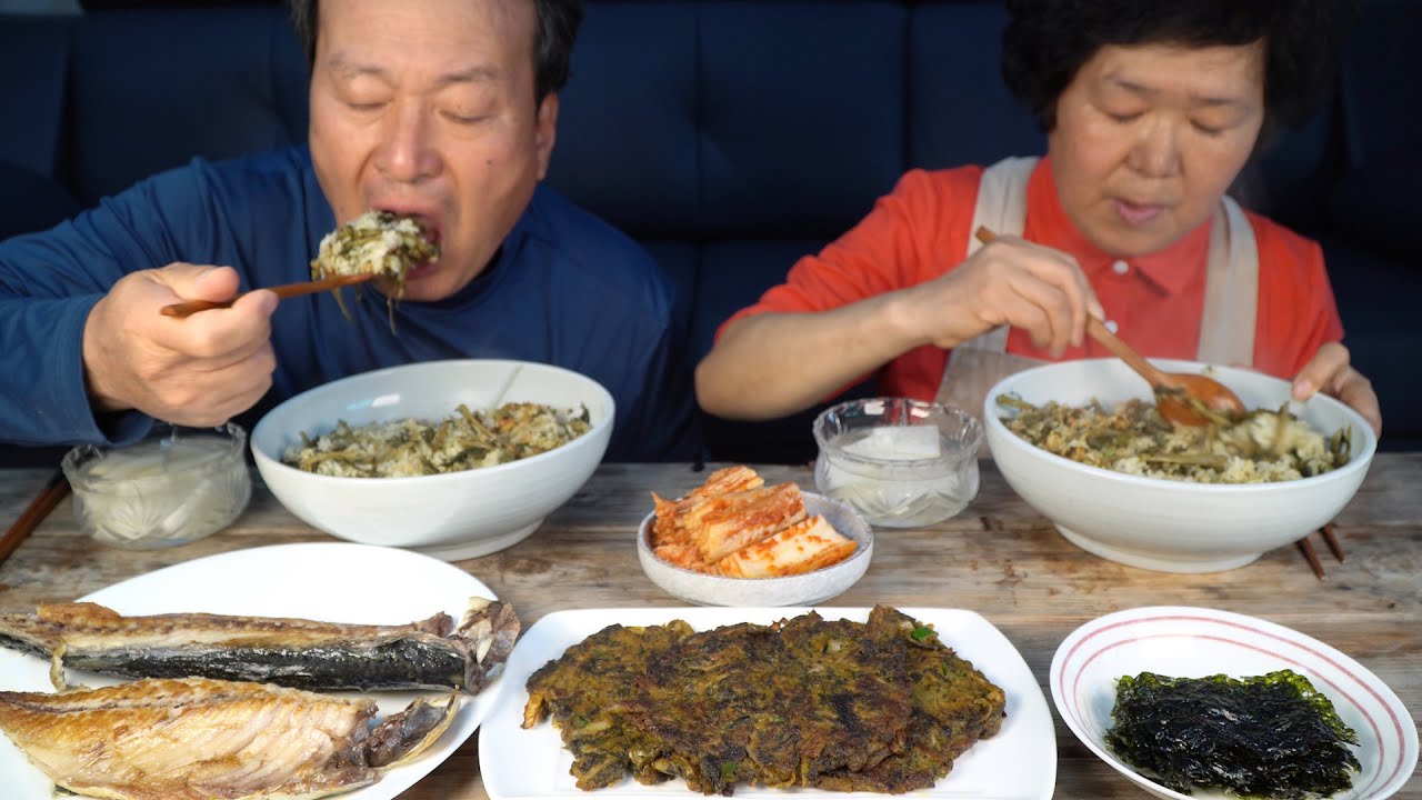시래기전과 시래기밥, 고등어로 건강한 한 상 (Dried radish greens dish & Grilled Mackerel) 요리&먹방!! - Mukbang eating show