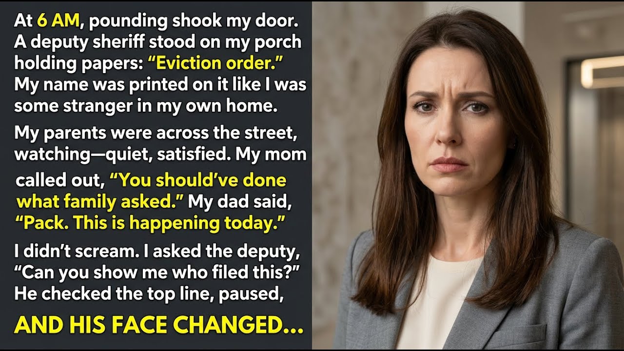 A Deputy Sheriff Showed Up at 6 AM with an Eviction Order—My Parents Filed It Behind My Back and…