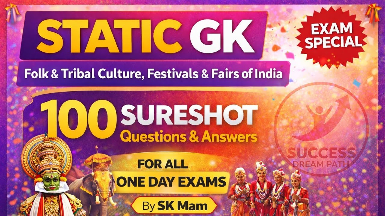 100 SURESHOT GK | Folk Tribal Culture Festivals & Fairs | SSC Railway Banking