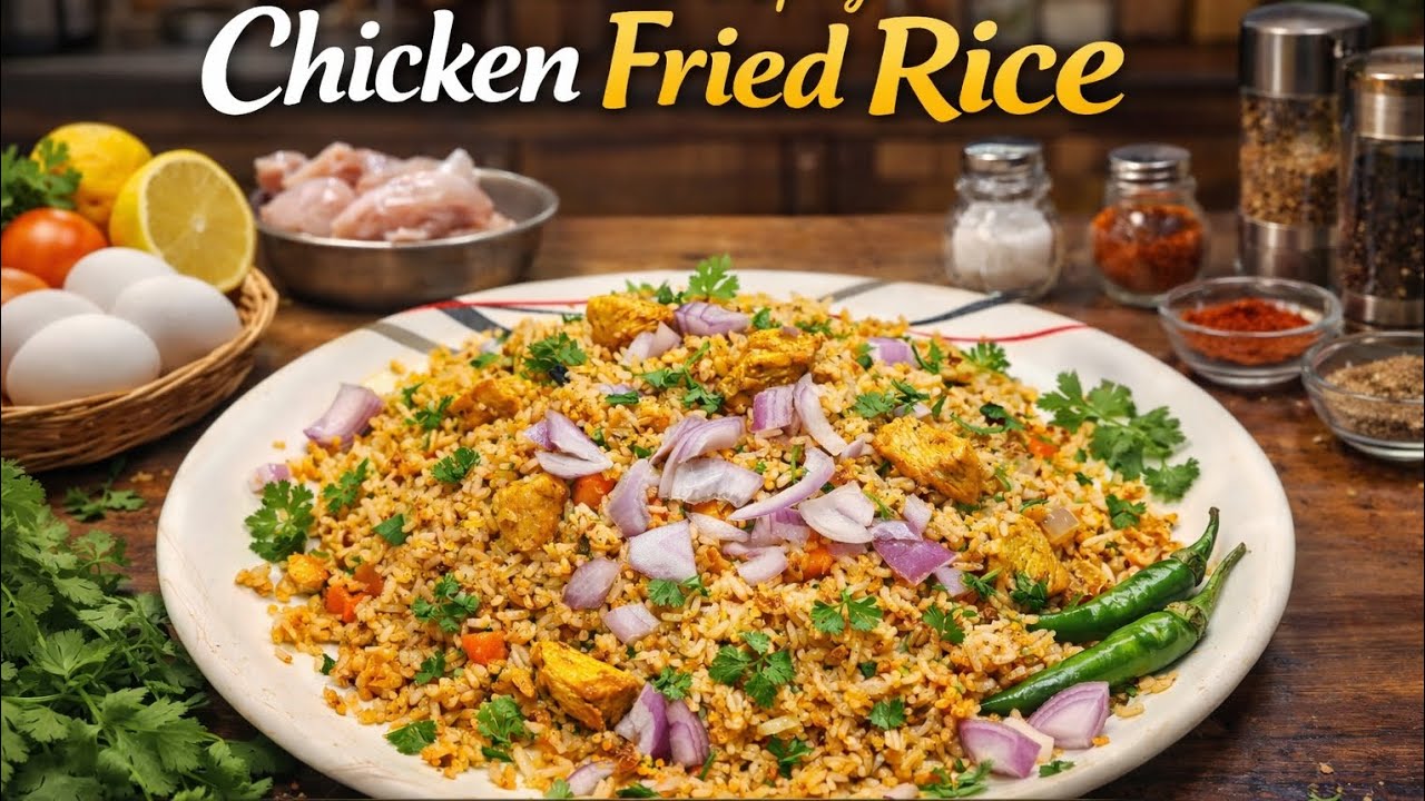 అద్దిరిపోయే క్రిస్పీ చికెన్ ఫ్రైడ్ రైస్🤤😋||Simple & Tasty Chicken Fried Rice
