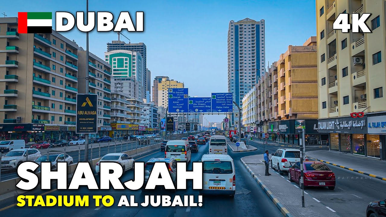 Dubai to Sharjah Bus Tour 🚌 | Stadium to Al Jubail Terminal [4K]