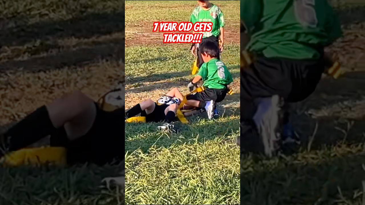 7 Year Old Gets Tackled At Flag Football! #football #tackle #kidslife #explore #fyp #kids #trending