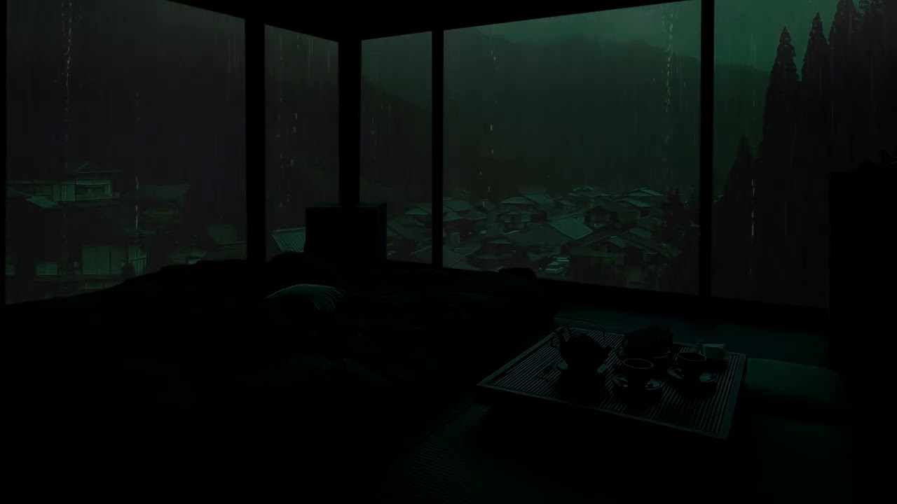 Gentle Rain Around a Quiet Forest Cabin (No Ads) | Dark Bedroom Sounds for Deep Sleep All Night