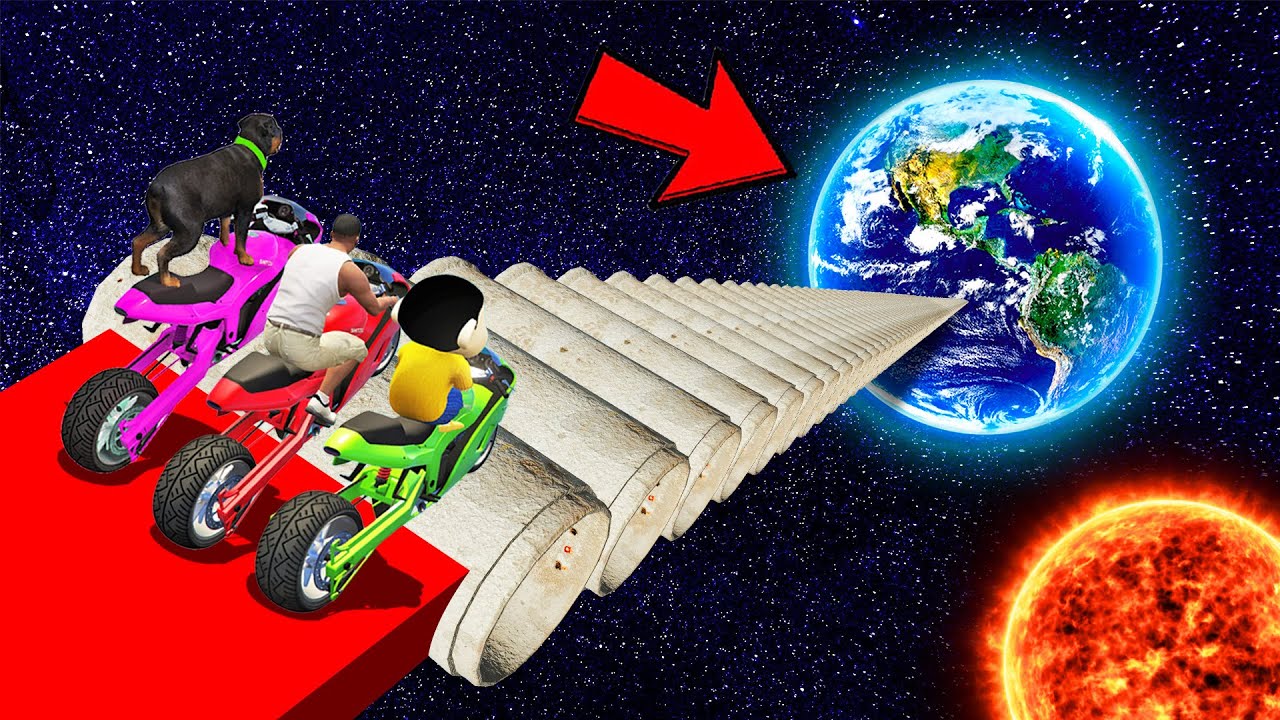 SHINCHAN AND FRANKLIN WENT TO SPACE AND TRIED PIPE CHAIN BRIDGE PARKOUR CHALLENGE GTA 5