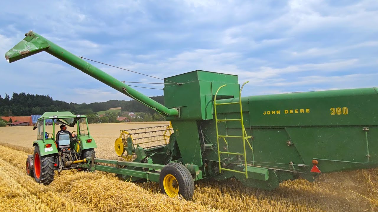 Fendt Farmer 106 S Turbomatik mit John Deere 360 Mährescher bei Oldtimer Weizenernte 2023!