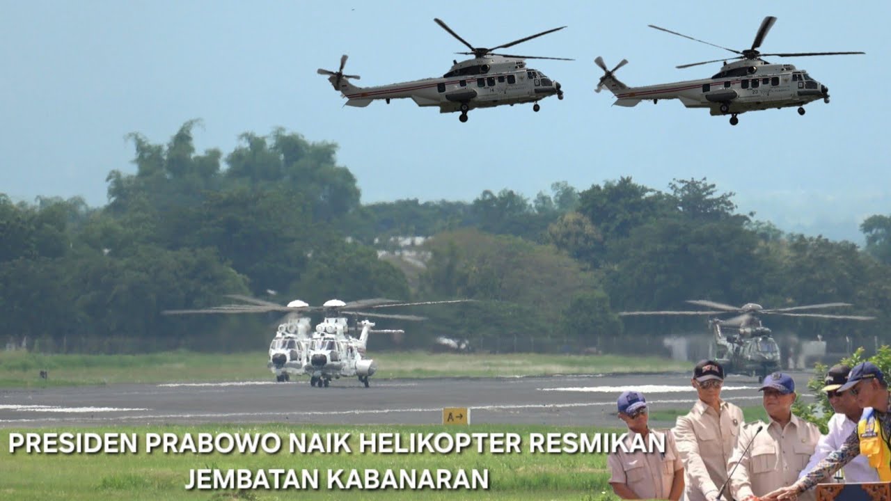 Keren!!! Presiden Prabowo Naik Airbus Helicopters EC752AP Ke Bantul Resmikan Jembatan Kabanaran
