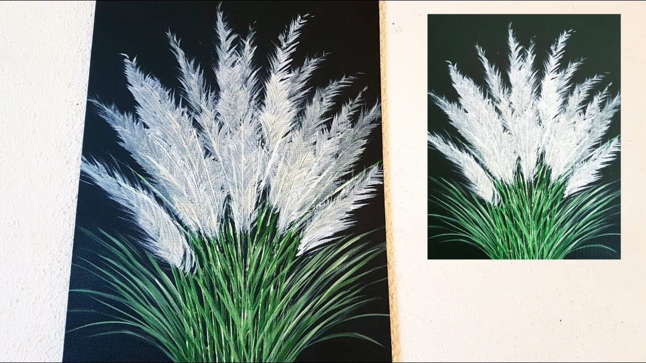 Pampasgras Malen Spachtel Fächerpinsel leicht Anfänger - Pampas Grass Painting PaletteKnife FanBrush