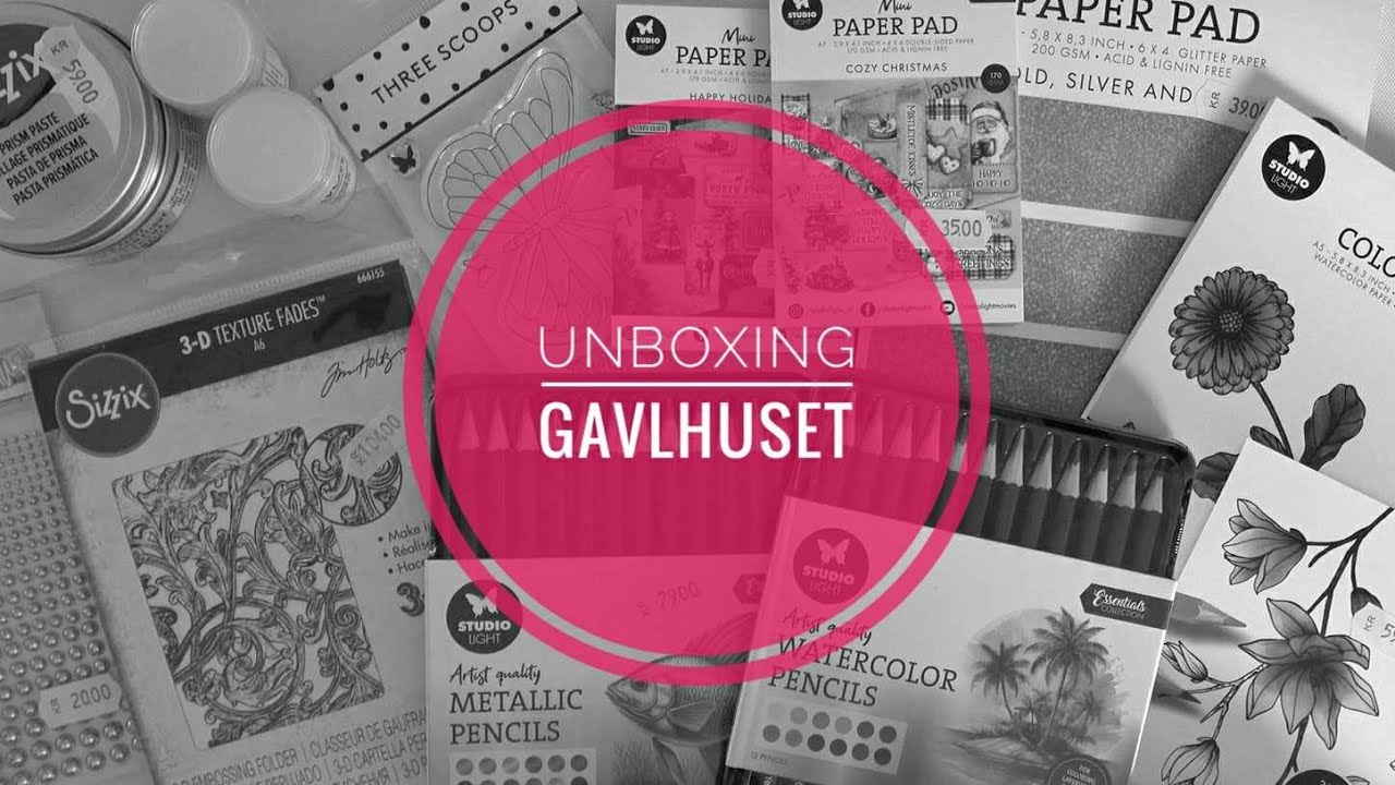Unboxing - Gavlhusets Design mønsterkarton, paste, pencils m.m. (Reklame for Gavlhuset)