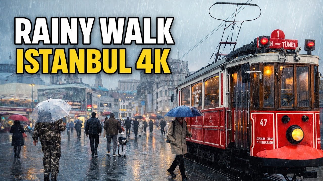 Cold Rain Walk in Istanbul 🌧️❄️ | Life on the Streets in 4K (No Talking)
