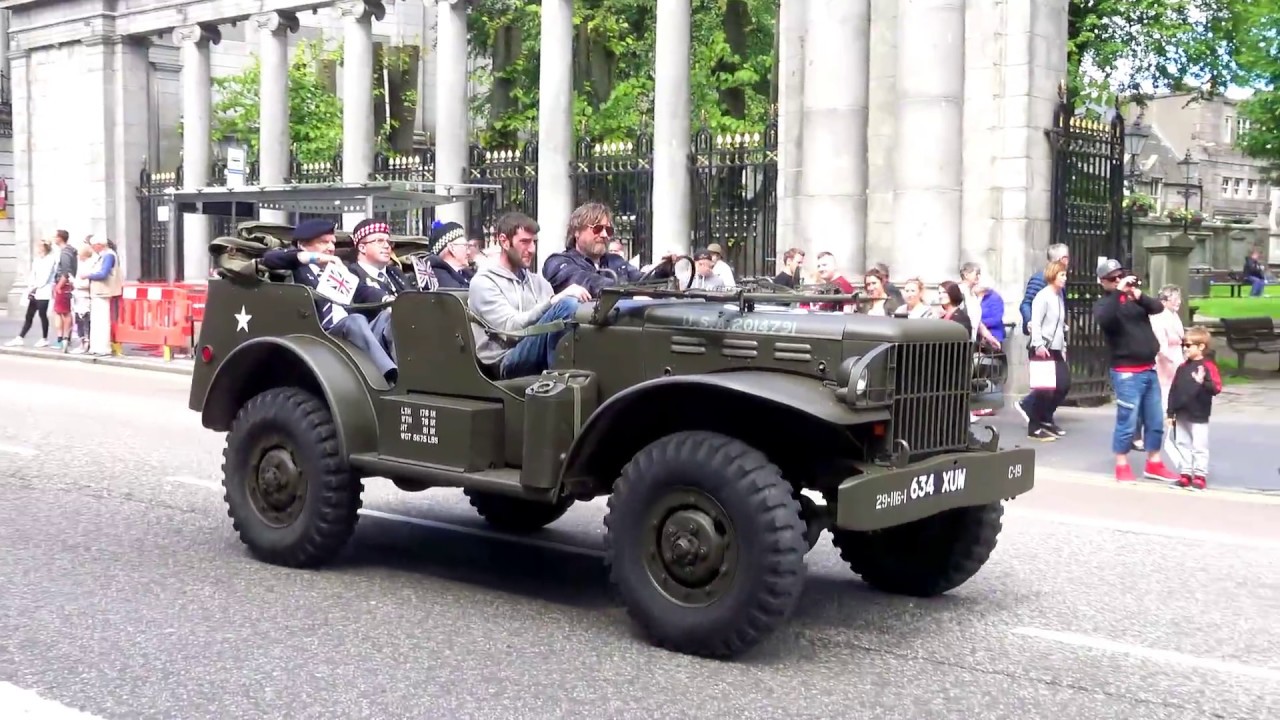 Armed Forces Day 2017 Scotland - Vintage British & American military vehicles parade in Aberdeen