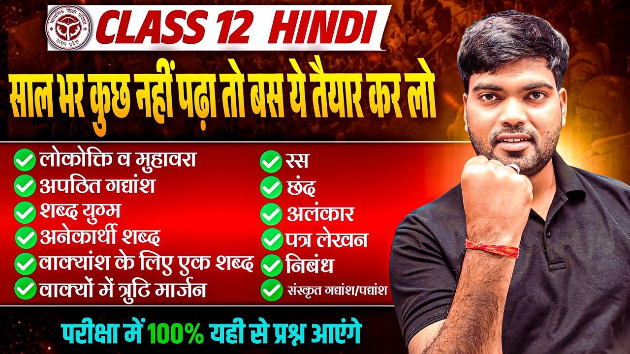 Class 12 Hindi Important Questions🔥| Hindi Important Questions Class 12 UP Board 2026