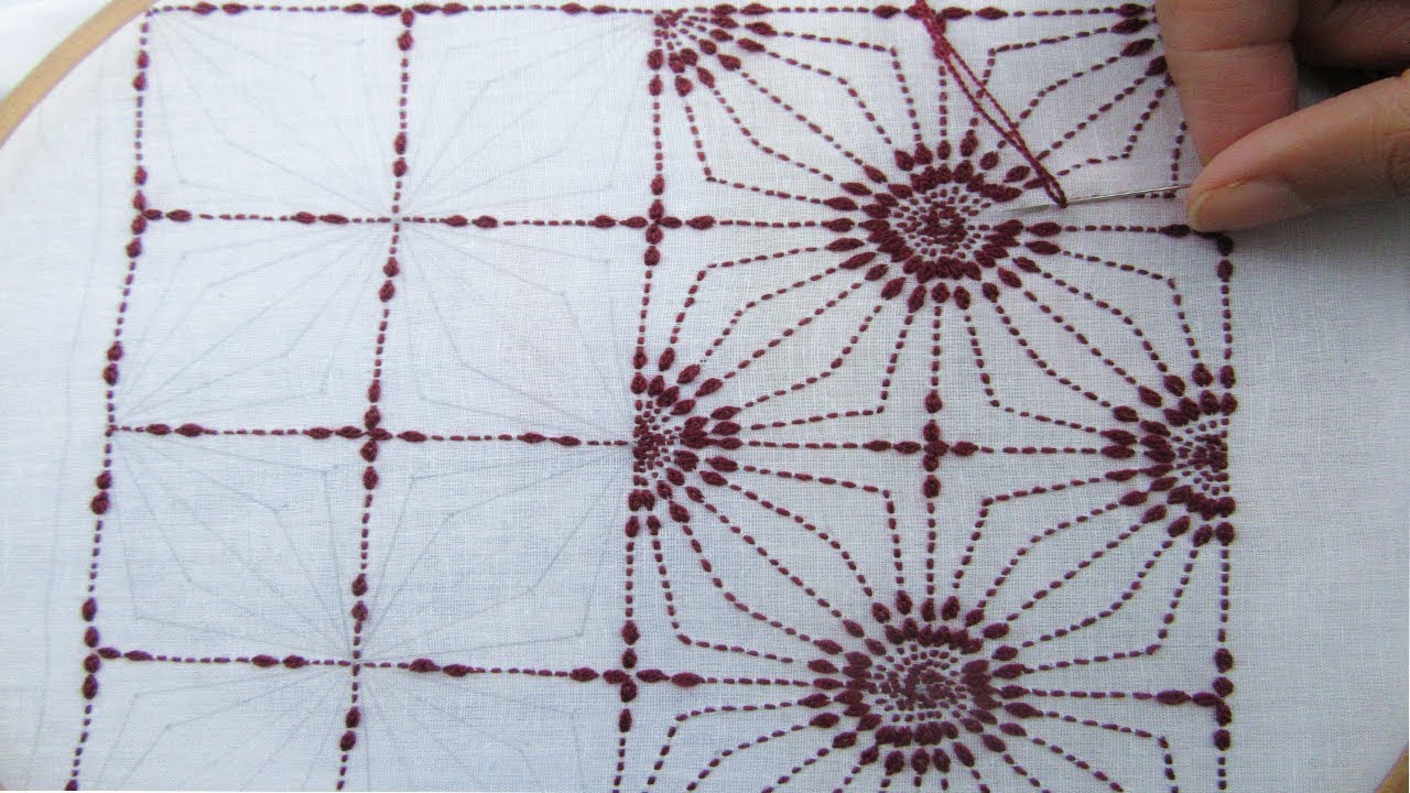 Hand Embroidery; Nakshi Kantha Design ; Kantha Stitch,Nakshi Katha