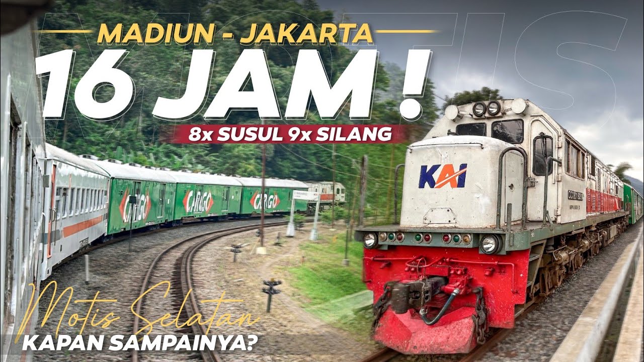UJI KESABARAN PERJALANAN MADIUN-JAKARTA 16 JAM VIA BANDUNG‼️ 8x DISUSUL 9x SILANG.. KA Motis Selatan