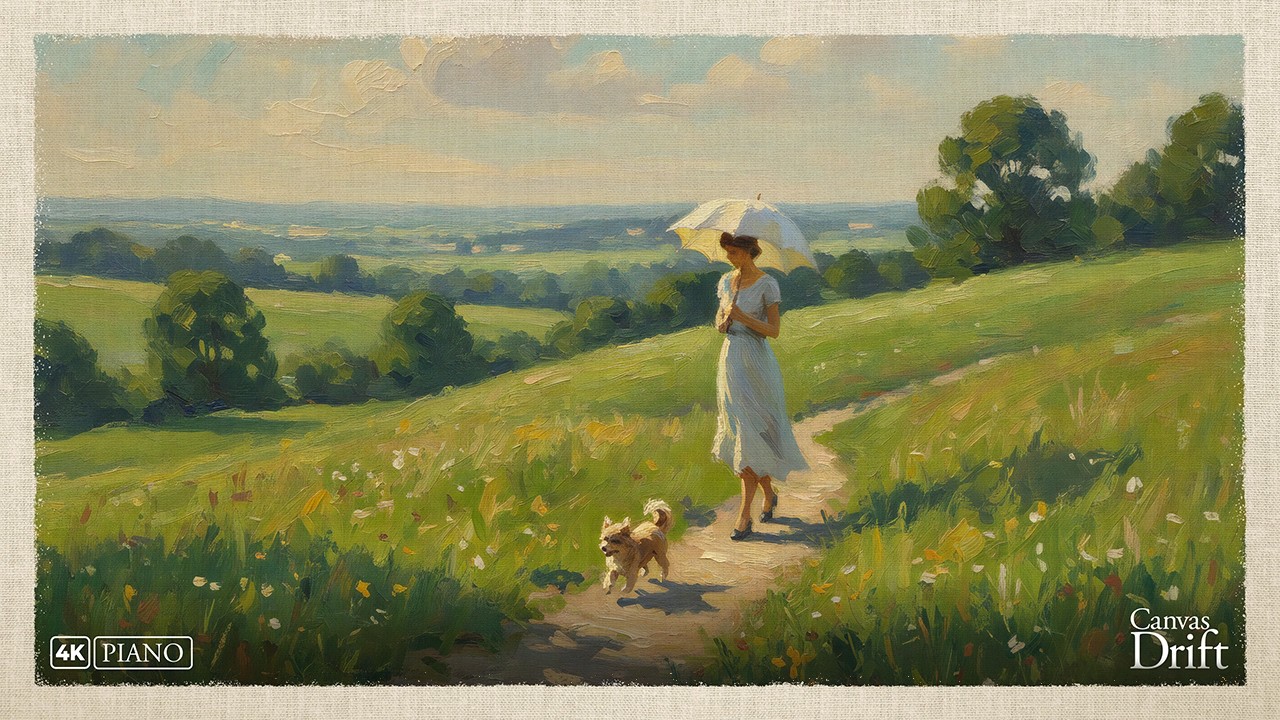 Summer Path of Stillness – Soft Piano & Romantic Impressionist Countryside Art Relaxation and Focus