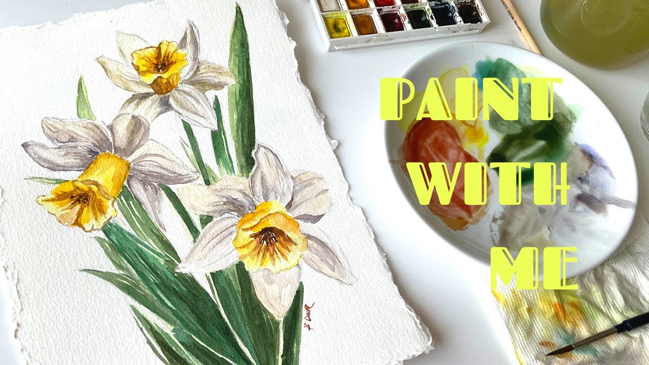 PAINT WITH ME | Daffodils ✨ BENİMLE BOYA | Suluboya ile Nergis Çiçeği