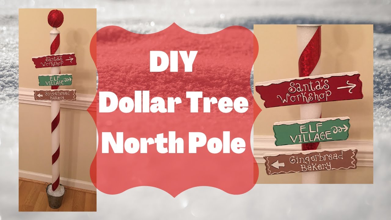 DIY Dollar tree North Pole using a mop and a pool noodle!