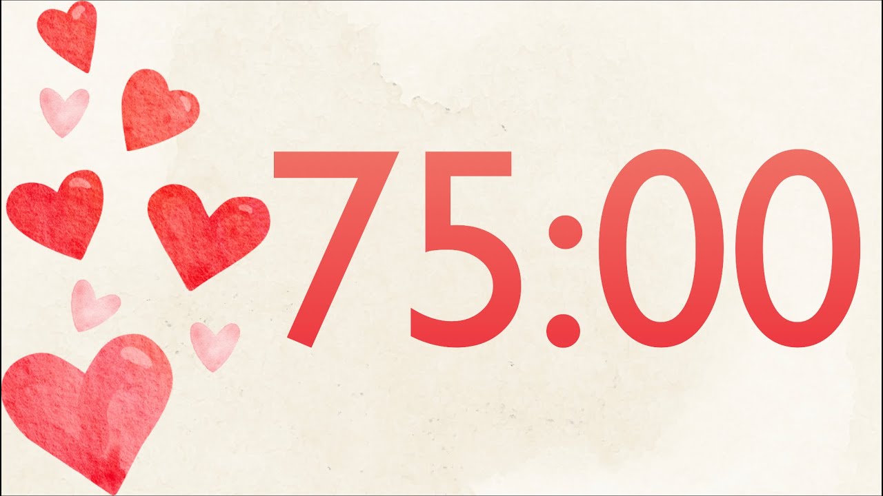 75 Minute Fun Valentine's Heart Timer (Harp Tones at End)