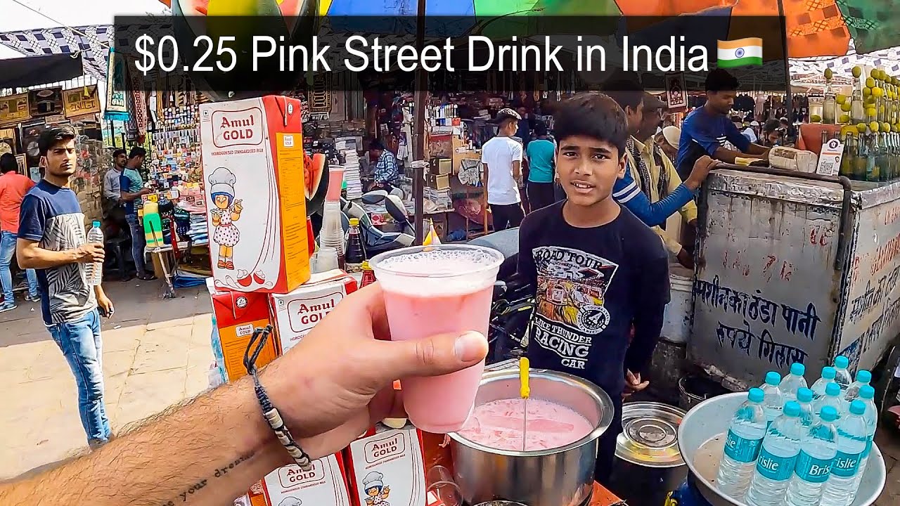 $0.25 Pink Street Drink in India (kid tried to scam me) 🇮🇳