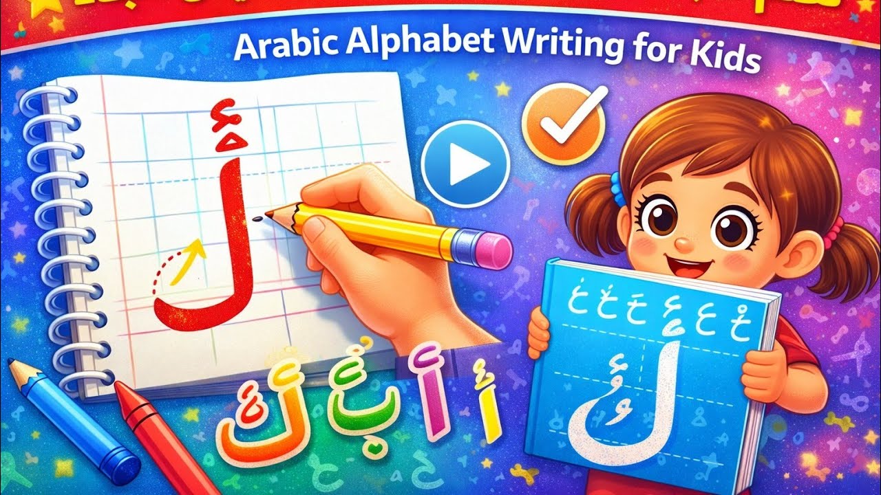 تعلم كتابة الحروف العربية من الألف إلى الياء ✍️📘 | Arabic Alphabet Writing for Kids