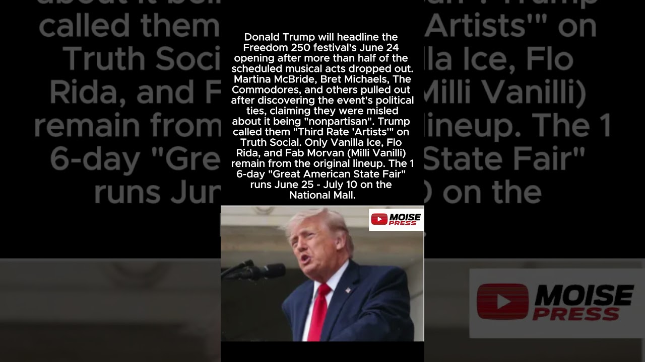 Trump to Headline Freedom 250 Festival After Over Half of Musical Acts Drop Out: 'Third Rate Artists