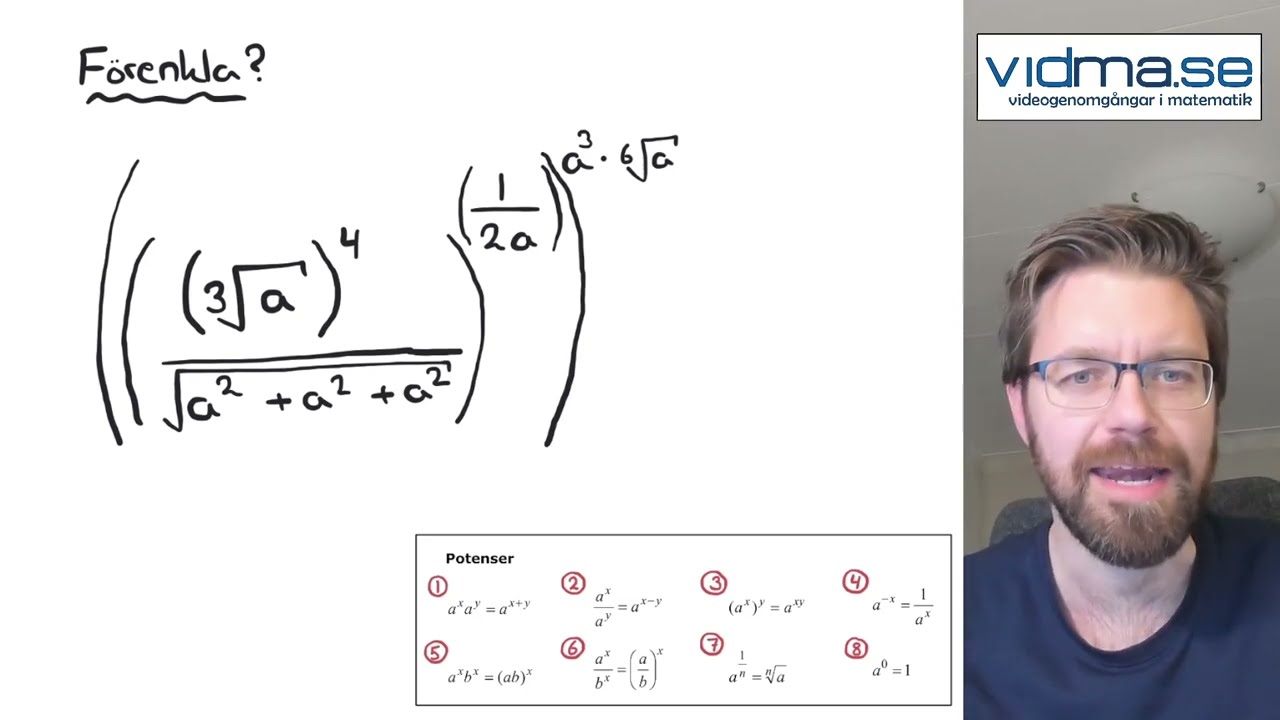 Matematik 1 och 2. Potensregler. KAN VI FÖRENKLA DENNA MONSTERUPPGIFT?
