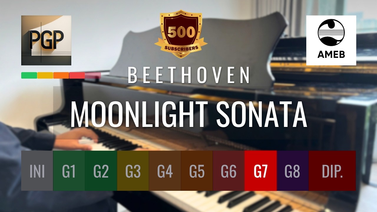 MOONLIGHT SONATA by Ludwig van Beethoven #pianogradepathway