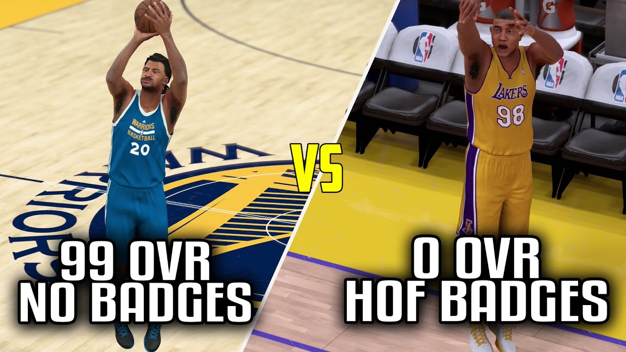 CAN A 0 OVERALL WITH ALL HOF BADGES BEAT A 99 OVERALL WITH NO BADGES? NBA 2K17!