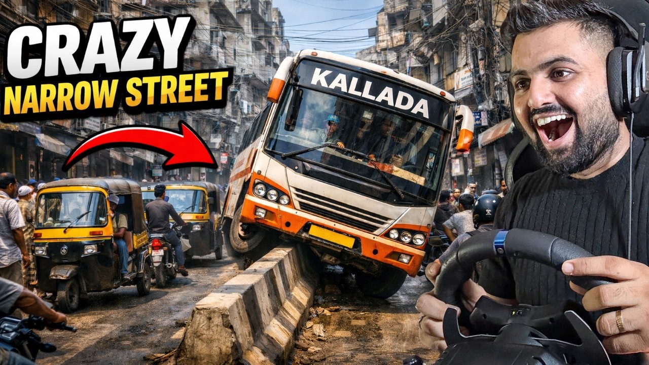 Indian Bus Driving Through Crazy Narrow Streets