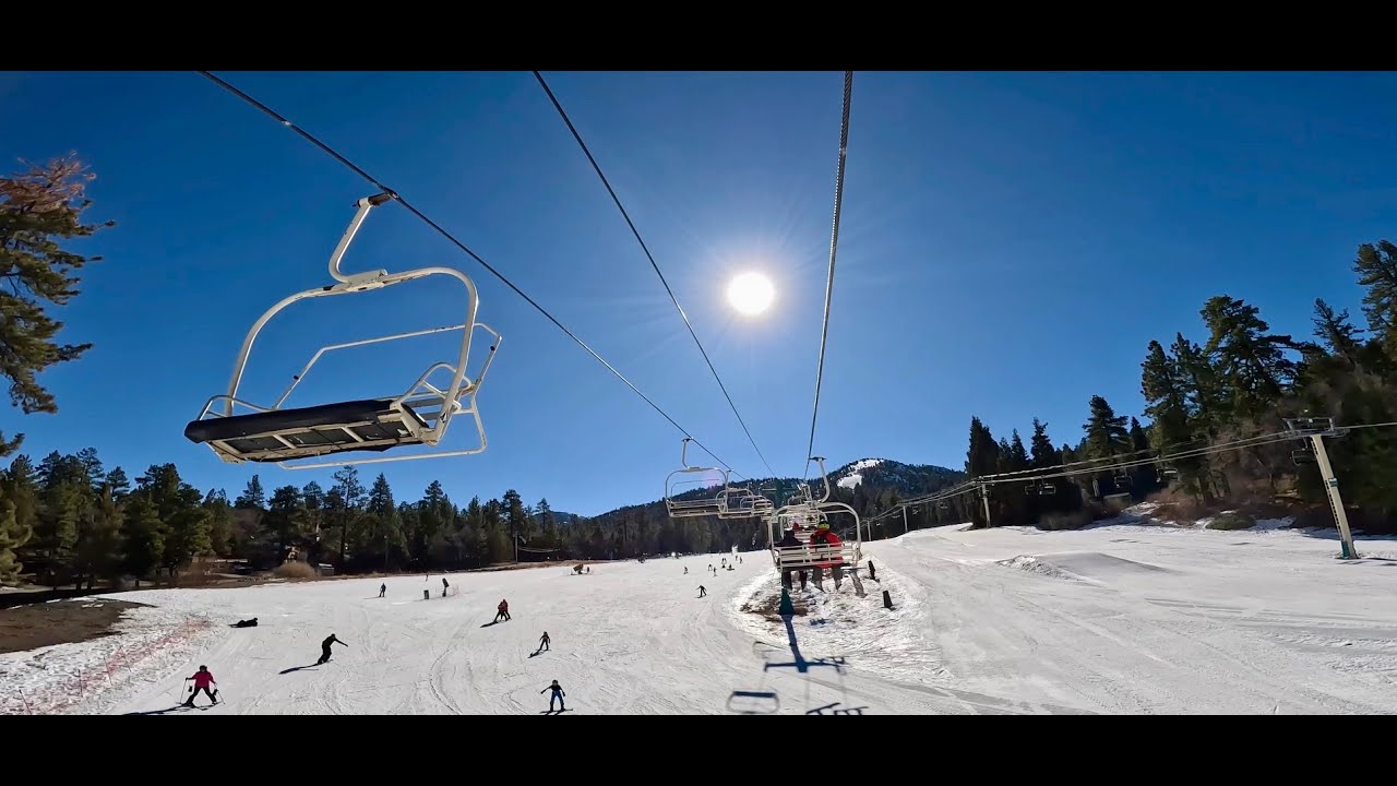Skiing at Bear Mountain in Big Bear, CA. Rachel is doing great for a novice. Loads of fun. 1/30/2024