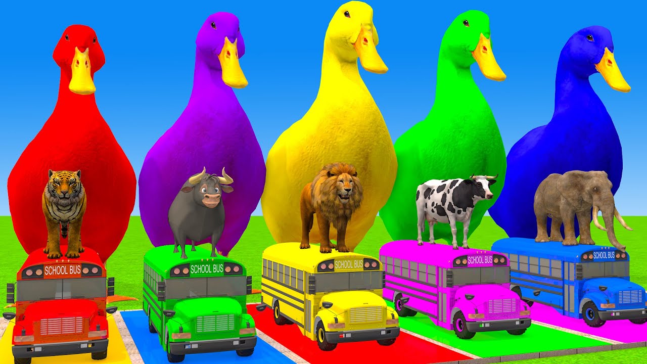 Long Slide Game With Cow Elephant Gorilla Hippopotamus Tiger 3d Animal Game Funny 3d Animals