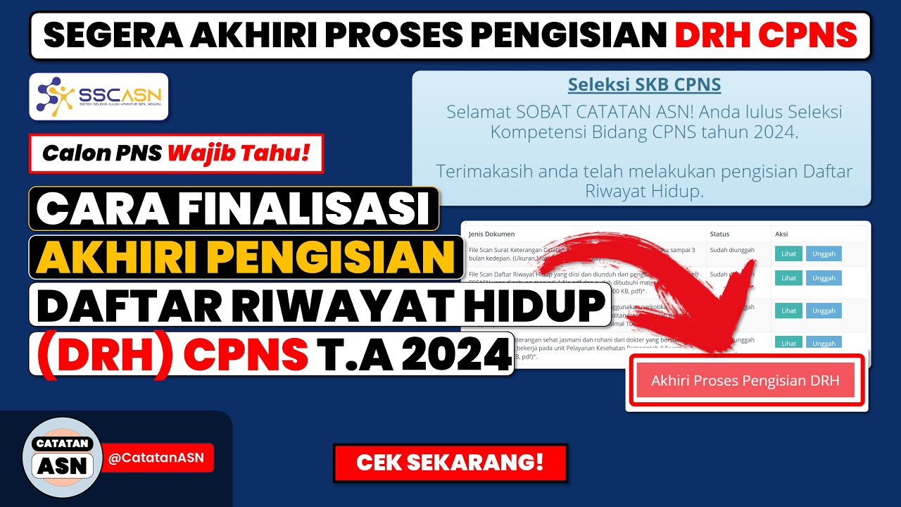 Cara Finalisasi dan Akhiri Pengisian DRH CPNS - Tutorial Cara Pengisian DRH CPNS T.A 2024