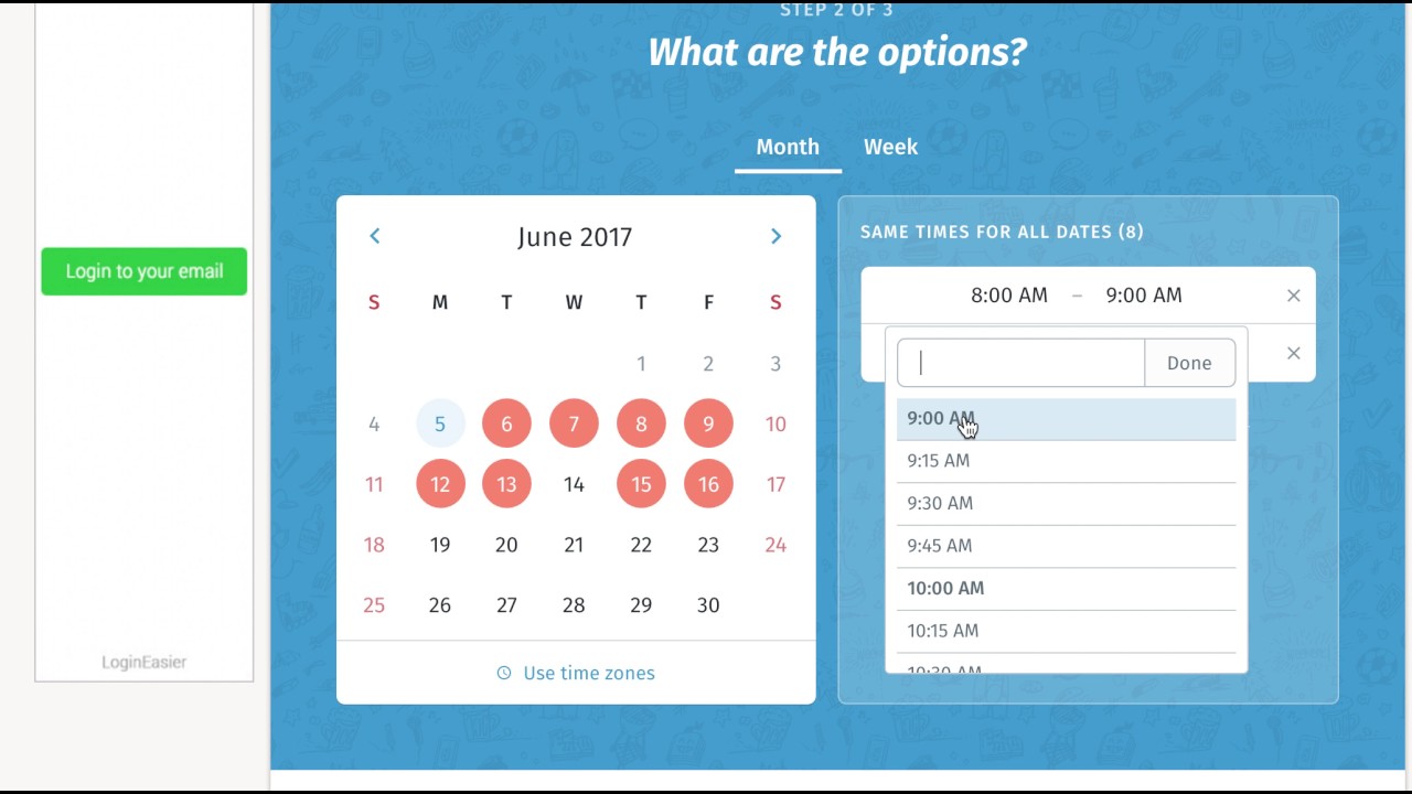 Choosing Times in Doodle Poll