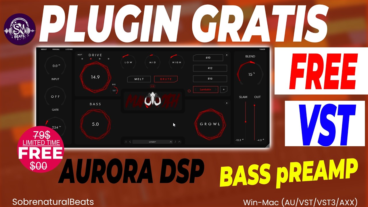 🎁GRATIS! PROSESAMIEMTO DE BAJOS🎚️ PARA  ROCK Y METAL CON MAMMOTH DE AURORA DSP FREE VST REVIEW🔥👇👇