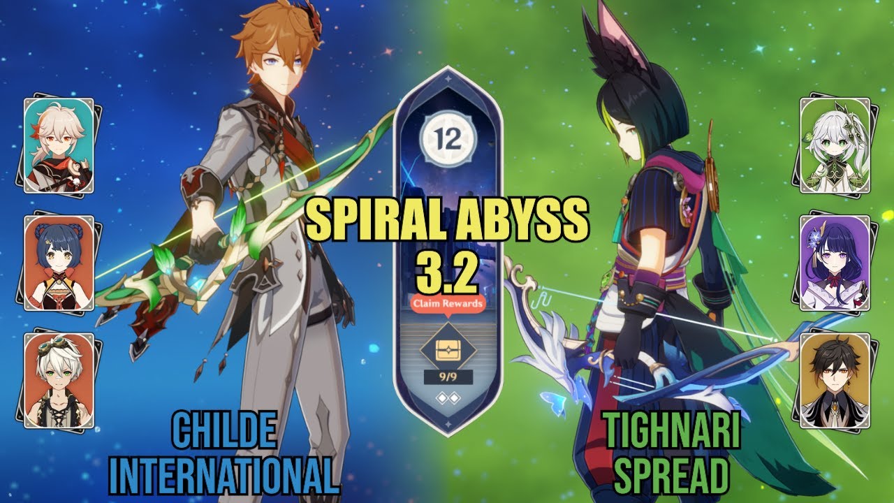 Childe International & Tighnari Spread - Spiral Abyss 3.2 - Floor 12 (9★)