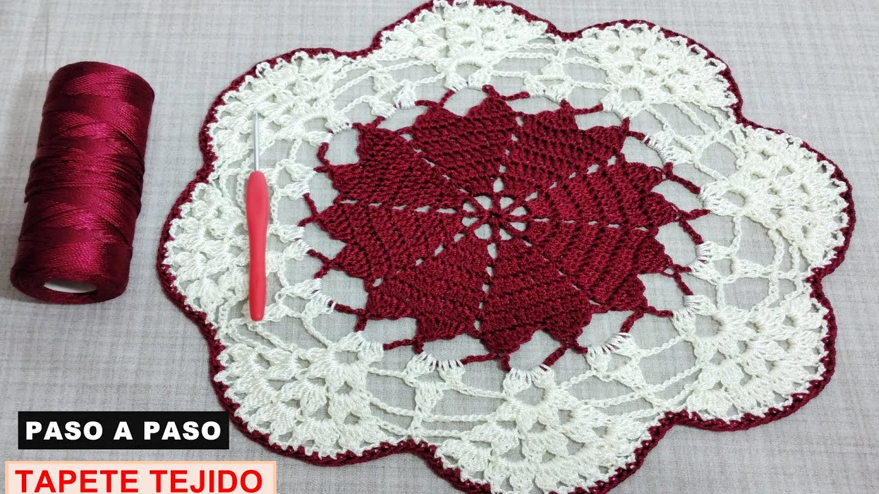 Aprende a tejer Tapete con detalles de corazón /carpeta o centro de mesa tejido en crochet fácil.