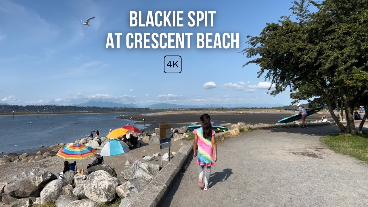 Nature reserve! Blackie Spit in Crescent Beach, Surrey, B.C., Canada on summery 4K 2024 walking tour