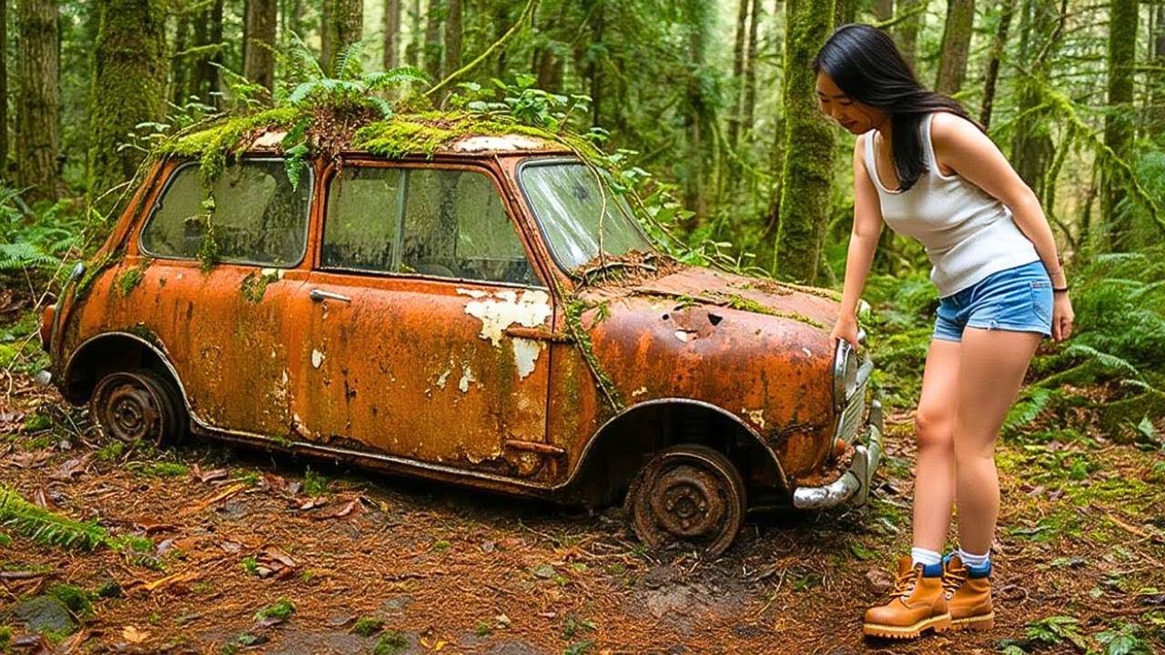 ASMR Car Restoration and Washing by a Girl! Total Restoration of Morris Mini Cooper 1970