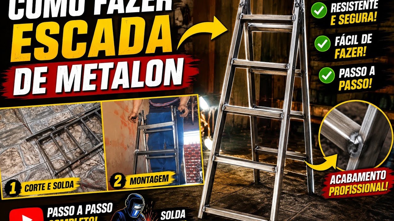 Escada dobravel de metalon