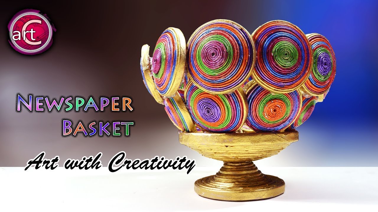 DIY How to Make a Basket from Recycled Newspaper | Handmade Basket | best out of waste | AwC 