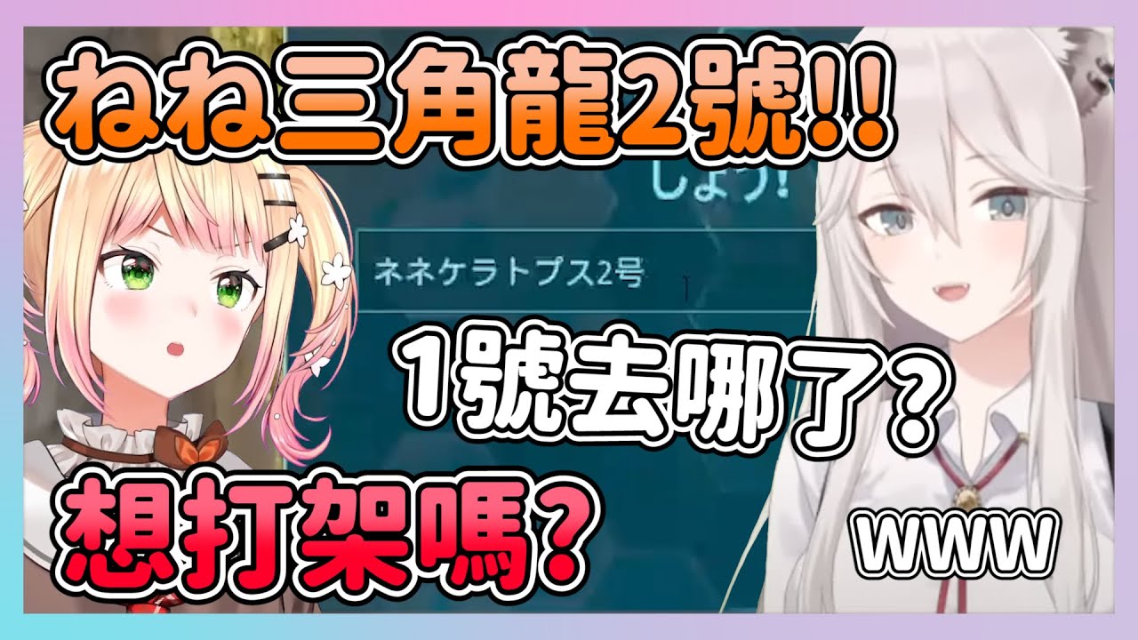 協力抓到了ねね的第二頭三角龍 但卻被446戳到心中的舊傷【獅白ぼたん/桃鈴ねね】