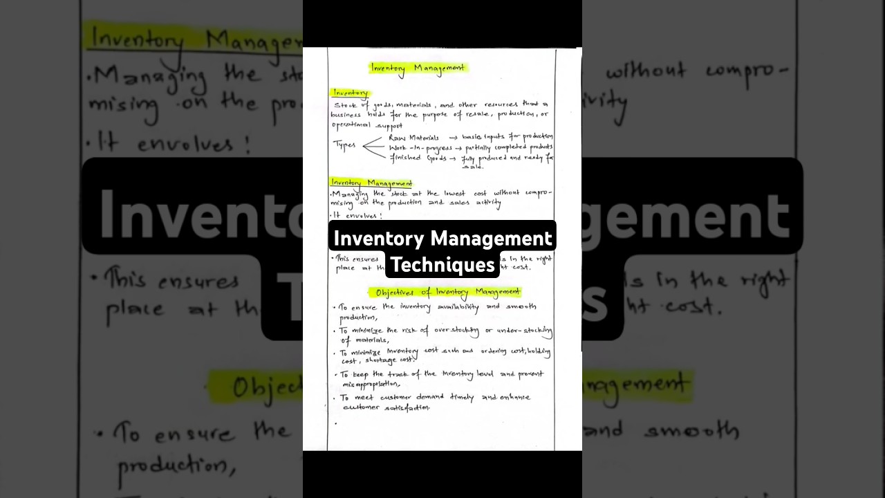 Inventory Management: concept, objectives and Techniques