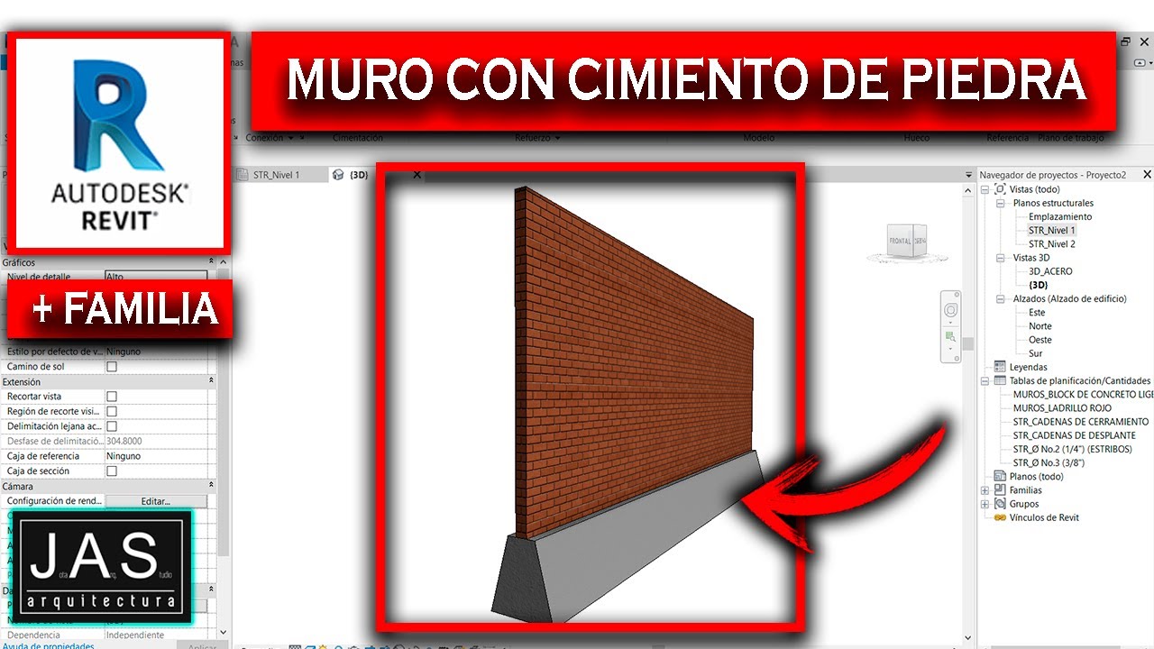 ✔️¿Cómo hacer un MURO CON CIMIENTO DE PIEDRA en REVIT?