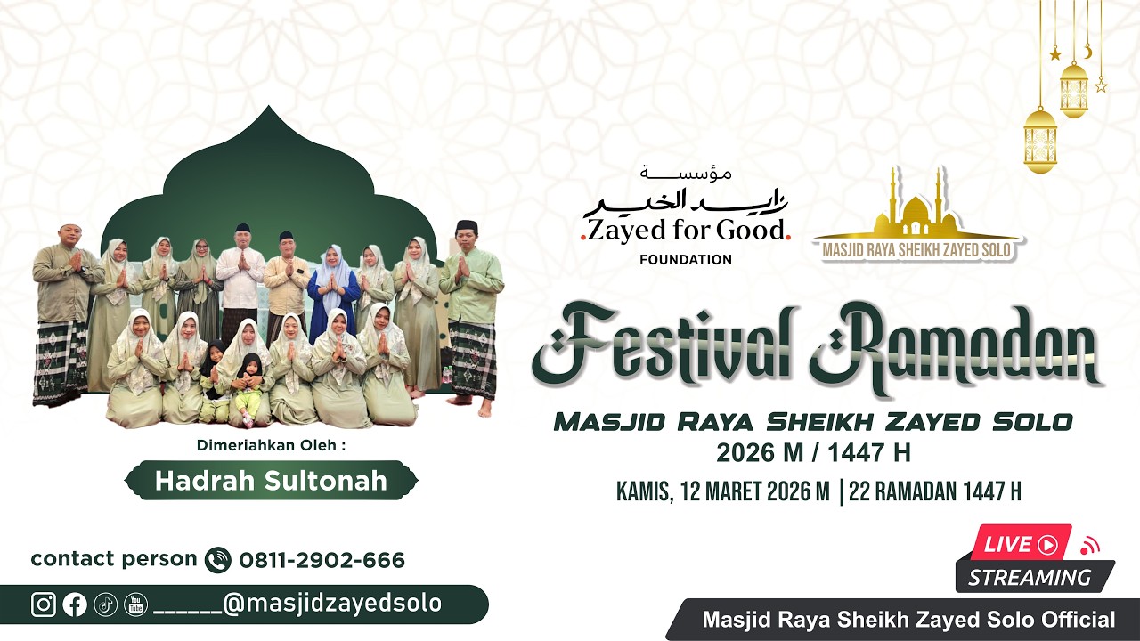 Festival Ramadan Day  23 Masjid Raya Sheikh Zayed Solo 1447H | 2026
